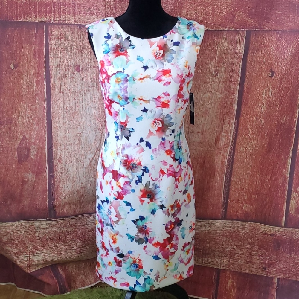 Tahari watercolor floral sleeveless NWT Dress